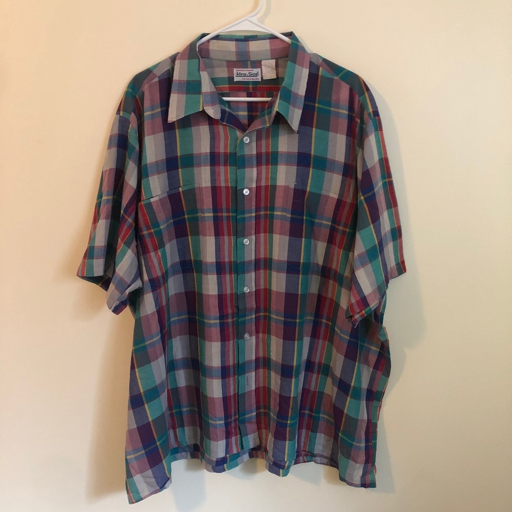 The king size Co plaid button down with double chest pocket size 2X